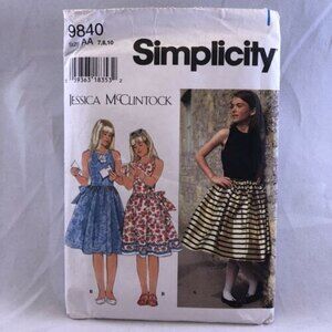 Simplicity 9840 Jessica McClintock Girls Dress Pattern 7 8 10 sleeveless Uncut